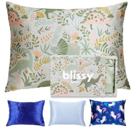 Blissy Toddler Silk Pillowcase - 100% Pure Mulberry Silk - 22 Momme 6A High-Grade Fibers - Soft and Gentle Silk Pillowcase for Kids Hair and Skin (Standard 20 x 26 in, Dinosaur)