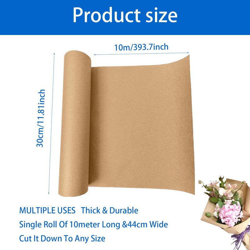 Xinghonyac Brown Wrapping Paper, Brown Kraft Paper Roll, Kraft Gift
