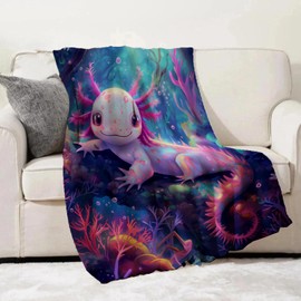 Turamurra Cute Axolotl Blanket Gifts for Adults and Kids Axolotls Throw Blankets for Bed Room Couch Soft Lightweight Warm Cozy Throws Decor 50x60in