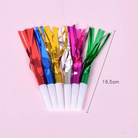 YuanHolumid 24 Pcs Random Color Metallic Noise Makers Party Blowouts Whistles Glitter Fringe Noisemaker Party Supplies Blowouts Children Toy for Sport Games