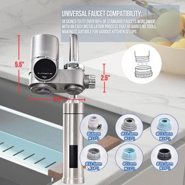 Faucet Mount Water Filter- Smart LED Display | Advanced UV Blue Light Purification Indicator | Reduce Lead Chlorine | Tap Water Purifier Fits Standard Faucets - Includes 1 Filte