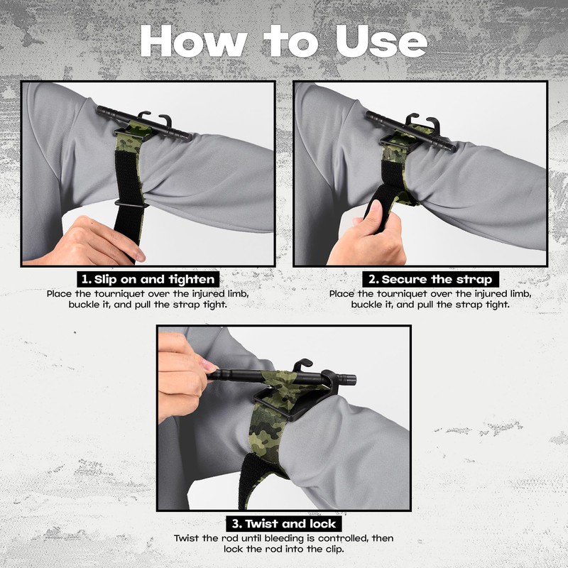 5 Pack Camouflage Black Belt Qen Tourniquet for Severe Bleeding