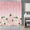 LKFBSC Pink Rose Shower Curtains,Lover Shower Curtain for Bathroom,Wedding Floral