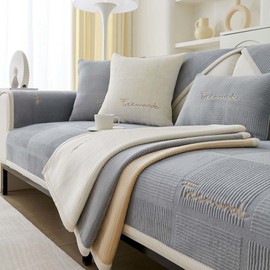 YSZBD Sofa Cover, Corner Sofa, Waterproof, L-Shape 1/2/3/4-Seater, Sofa Protector, Sofa Protective Blankets, Non-Slip, Grey, 90 x 120 cm