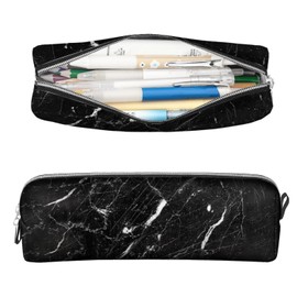 Black Marble Pencil Case,PU Pencil Pouch, Portable Pencil Bag, Multipurpose Pen Case for Study & Office