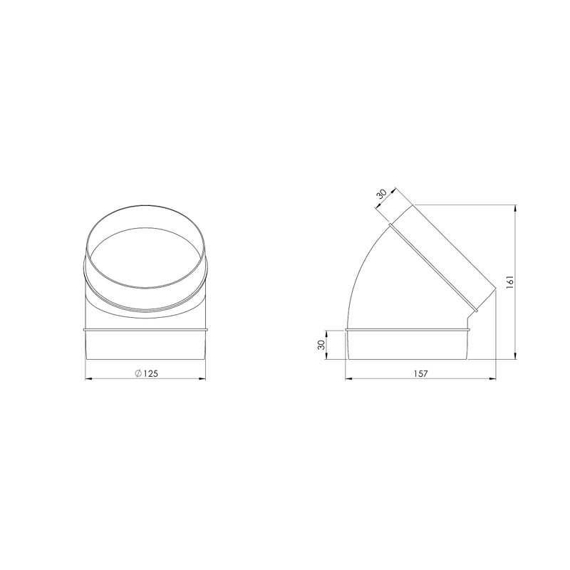 Ø 125mm / 5 inch Plastic 45 Degree Bend -
