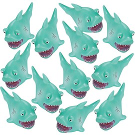 Fun Express Mini Shark Squirt Toys - Set of 12 - Pool, Bath and Party Favor Handouts - VBS Vacation Bible School Supplies/Decor