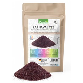Biomatea 150g Karnaval Früchte Tee | für 25 Tassen Früchtetee | Früchte Mischung Zimt-Hibiskusblüten-Apfel,-Orangenschalen-Granatapfelschalen-Stevia, Heiß oder Kalt genießen