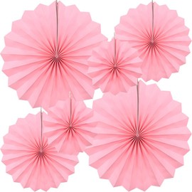 CEEYSEE Pack of 6 Paper Fans Party Decorations Set,Hanging Party Paper Decorations for Tea Party Birthday Bridal Wedding Baby Graduation Events(Pink/SFHS)