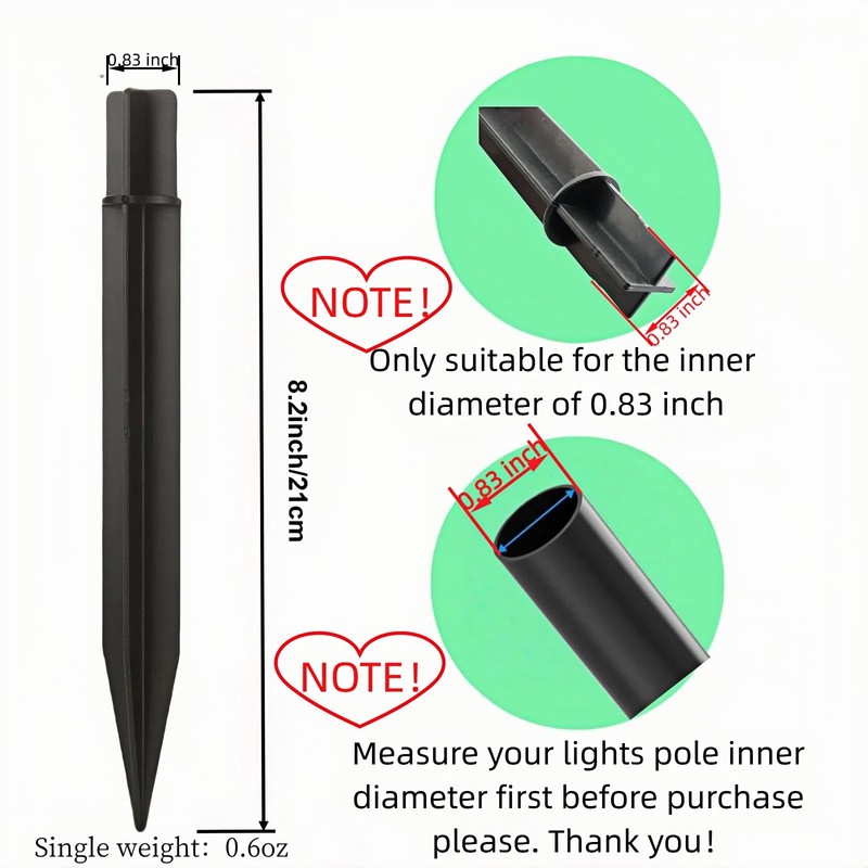8.25" Reinforced ABS Plastic Solar Ground Spikes - Durable Solar