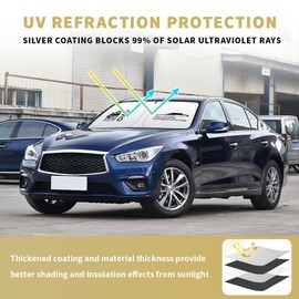Windshield Sun Shade Compatible with Infiniti Q50 QX60 Car Front Window Covers Sun Visor Protector Foldable Blocks UV Rays Sunshade Accessories