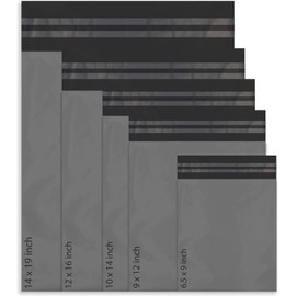 50 Mixed Mailing Poly Postal Self Seal Bags 5 Sizes 10 from Each Red Ember Small to Large Mailing Bags Postage Packaging Assorted Mailers Posting Shipping Post Parcels Package Bags (Grey)