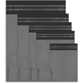 50 Mixed Mailing Poly Postal Self Seal Bags 5 Sizes 10 from Each Red Ember Small to Large Mailing Bags Postage Packaging Assorted Mailers Posting Shipping Post Parcels Package Bags (Grey)