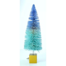H for Happy Ombre Bottlebrush Tree Christmas Decor Holiday Retro Vintage Style Blue Green