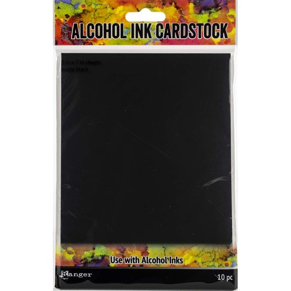 Ranger TAC65487 5 x 7 in. Tim Holtz Alcohol Ink Cardstock, Black Matte - 10 per Pack