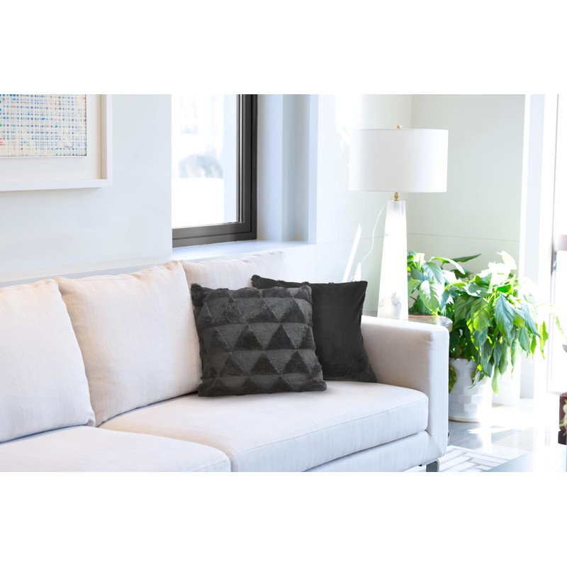 Emma Barclay Nyla Soft Touch Geometric Tufted Cushion Cover (Black)