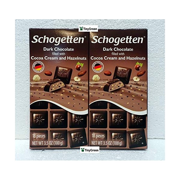 Schogetten Dark Chocolate with Cocoa Cream and Hazelnuts (Pack of Two)