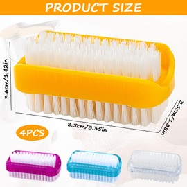 Druuzyl Set of 4 Hand Brushes with Double-Sided Cleaning Hand Wash Brush Nail Brush Double Sided Finger Brush Plastic Nail Brush Cleaning Brush for Hands and Fingernails