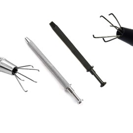 OdontoMed2011 2 Pcs Set Black & Silver Prong Holder Diamond Holder Pick-up Tool Stainless Steel 5 Prongs Claw Tweezers Parts Beads Diamond Gems Prong Catcher Grabber Jewelry Making Jeweler Tool