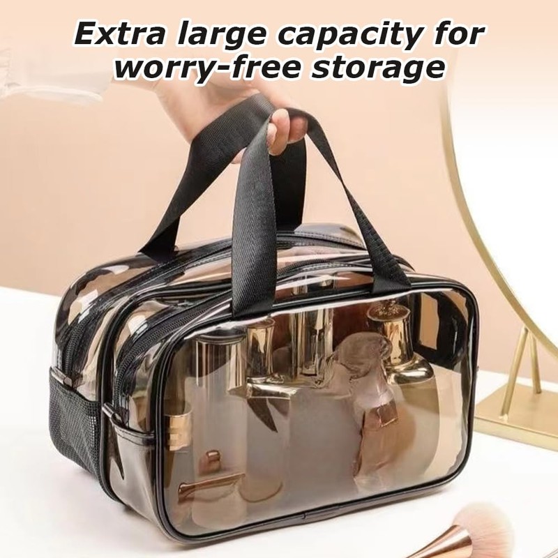 Large Clear PVC Cosmetic Bag, Multi-Functional Makeup Pouch, Travel Toiletry
