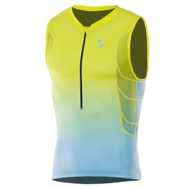 Synergy Men's Elite Tri Tank Top Singlet (Mint/Yellow, Medium)