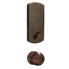 MiLocks TFK-02AQ Digital Deadbolt Door Lock and Passage Lever Handle Combo with Keyless Entry via Keypad Code for Exterior Doors, Antique Brass