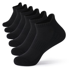 6 Pairs of Mens Cotton Socks Cushioned Breathable Sports - Athletic Anti Blister Ankle Socks for Ultimate Comfort and Performance Size 9-12 (Black)