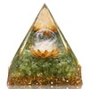 Hopeseed Orgone Pyramid for Positive Energy, Orgonite Natural Peridot&White Crystal