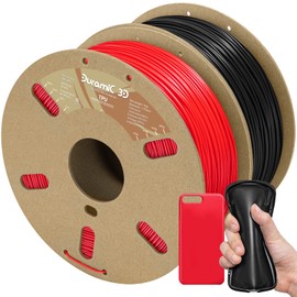 DURAMIC 3D TPU Filament 1.75mm Black Red, TPU Flexible Filament 95A, Soft TPU 3D Printing Filament, 1kg Spool, Dimensional Accuracy +/- 0.05mm, Black Red 2 Pack