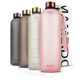 MAMEIDO 1.5l Water Bottle - Motivational Time Markings, BPA free, Leak-Proof, Tritan Co-Polyester Plastic, 1.5 litre water bottle, Sports Bottle (Flamingo Pink, 1500ml)
