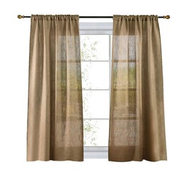 Valea Home Soft Burlap Natural Tan Rod Pocket Window Curtain Panels for Living Room, 37 inches x 63 inches, 1 Panel