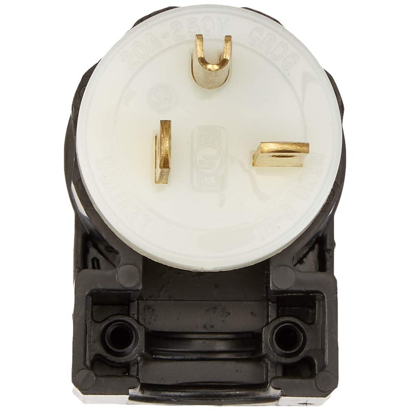 Leviton 20 Amp, 250 Volt, Straight Blade, Angle Plug, Industrial