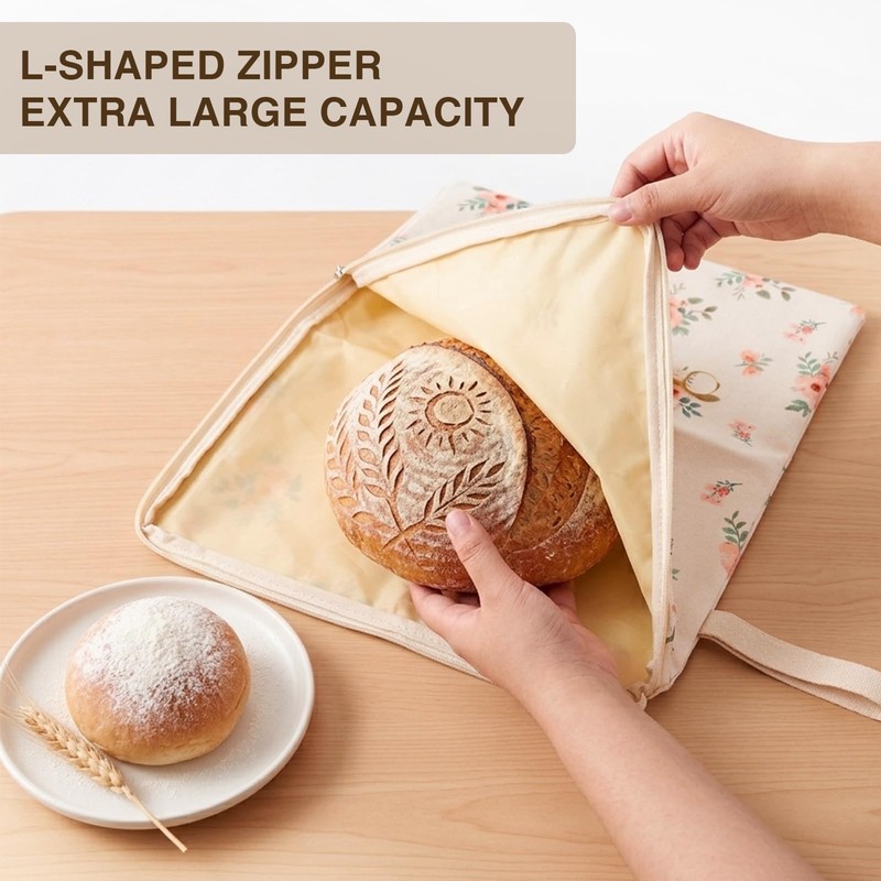 Stnopw 2-Pack Reusable Beeswax Bread Bags, 17"x12" Large Square Cotton