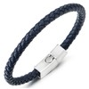 Mens Women Thin Dark Blue Braided Leather Bracelet Leather Bangle