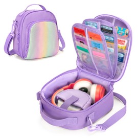 LoDrid Storage Bag Compatible with Yoto Mini (2024 Edition), Portable Carrying Case for Audio Music Player & Headphone Accessories, Card Holder Hold Up to 30 Cards, Purple, (Bag Only)