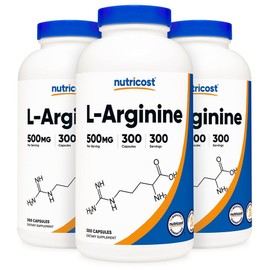 Nutricost L-Arginine Capsules 500mg 300-day supply, 3 units, 300 tablets / 뉴트리코스트 L-아르기닌 캡슐 500mg 300일분 3개, 300정