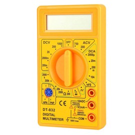 DT-832 Digital Multimeter Multitester Hand Pockets AC/DC Voltage Current Resistance Tester with Summer LCD Multimeter (Yellow)
