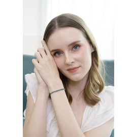 Sterling Silver Bracelets for Women, Birthstone Bracelet, 3mm Round Cut Genuine or Synthetic Gemstone Bracelet, Chain Adjustable Pull-String Bolo Slider, Bracelets for Women Trendy, Tennis Bracelet,