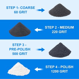 Rock Tumbler Grit & Polish Kit – 4 Step Refill (Coarse/Medium/Pre-Polish/Final) for Stone Polishing, Compatible with All Tumbling Machines – (4 Grit Assortment)