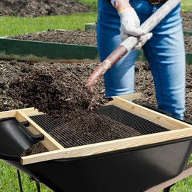 Soil Sifter Large, Garden Rock Sifter, Garden Sifter for Sifting Soil, Worm, Leaves, Loam Soil, Sand and Gravel, Suitable for Wheelbarrow and Handheld