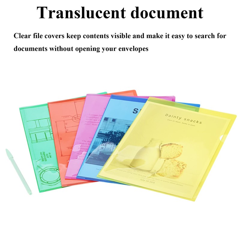 ZCZN A4 Plastic Folders, 42pcs Plastic Sleeves, Clear Open Top