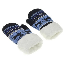 JINTN Kids Cartoon Deer Winter Warm Glove Boys Girls Lovely Plush Mitten Hand Covers Thicken Thermal Knitter Glove Children Full Finger Outdoor Gloves for Xmas Brithday Gifts