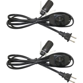 Lightingsky 6 Feet Black Salt Lamp Cord with Dimmer Switch and E12 Socket 18 AWG (2 Pack, Black)