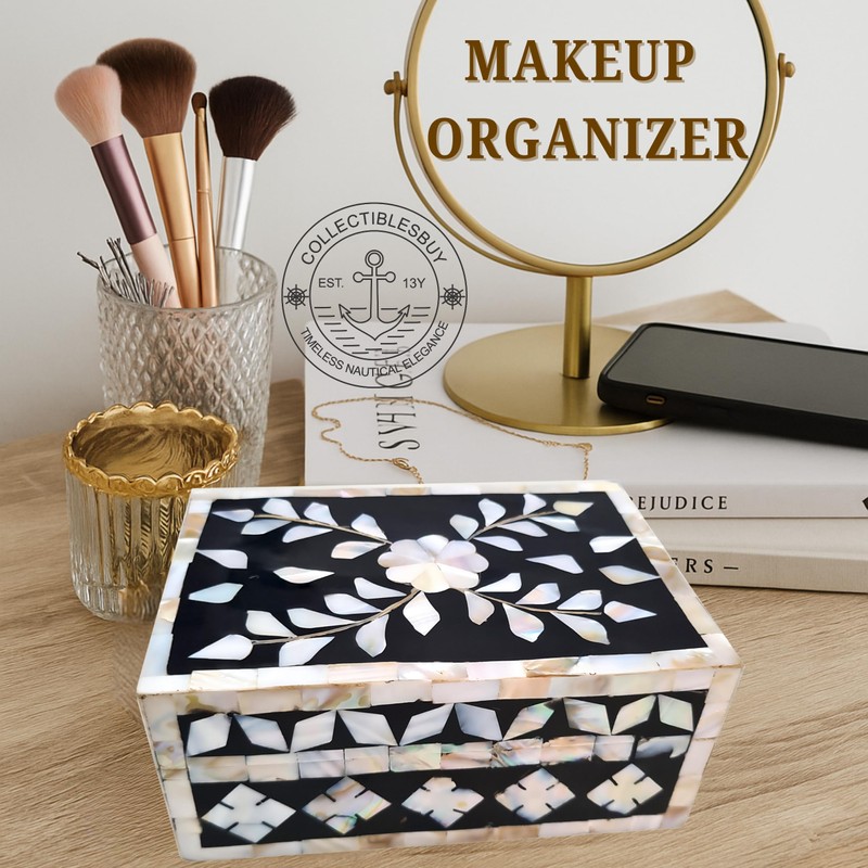 collectiblesBuy Handcrafted Bone Inlay Decorative Box Floral Design Multipurpose Storage