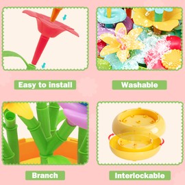 VERTOY Flower Garden Building Toy Set for 3, 4, 5, 6 Year Old Girls, STEM Educational Activity Games and Girls Birthday Gift for Age 3+ yr Toddlers and Kids, 143 pcs