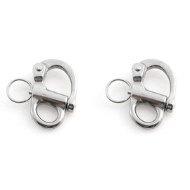 heyous 2Pcs Marine Grade Pair of 1-3/8inch 52MM Fixed Bail Snap Shackle, 316 Stainless Steel