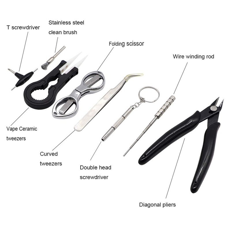 DIY Tool Kit Coil Jig Winding Set,Ceramics Tweezers,Coil Set,Wire Cutter,Folding