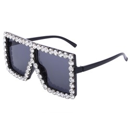 Woeoe Rhinestone Sun Glasses Oversized Sunglasses Womens Square Crystal Glasses Diamond Sunglasses Vintage Men Bling Party Eyewear