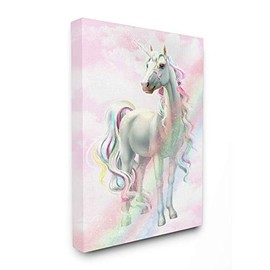 Stupell Industries Unicorn Rainbow Clouds Pink Children's Dream Fantasy, Designed by Ziwei Li Wall Art, 16 x 20, Canvas
