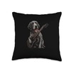 Guitar playing GSP German Shorthaired Pointer Throw Pillow